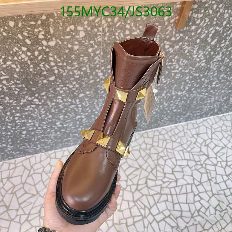 Valentino Women's Brown Leather Ankle Boots with Gold Rockstud Accents