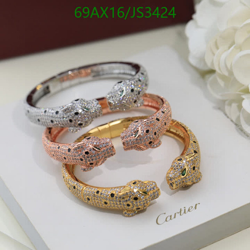 Cartier Panther Bracelet - JS3424 - Elegant Bangle with Sparkling Stones