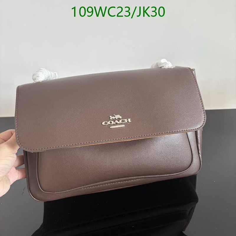 Coach 0910 Brown Genuine Leather Crossbody Bag, 28.5*19*8.5CM