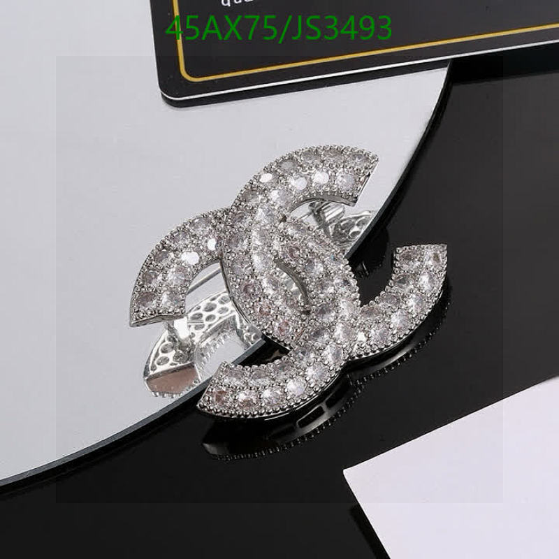 Chanel Brooch with Sparkling Crystals - Iconic CC Logo Pin