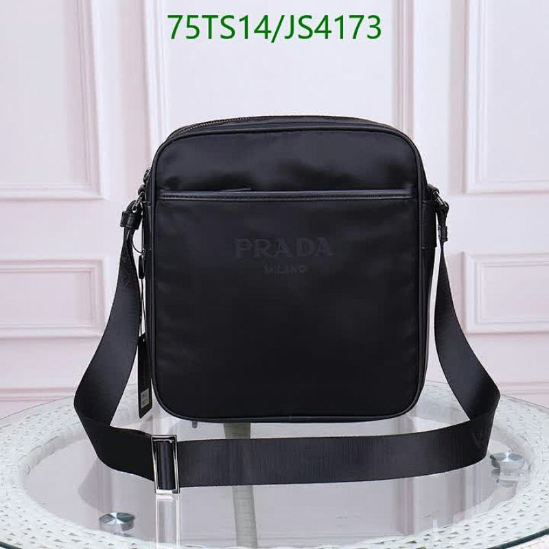 Prada Men's Black Nylon Crossbody Bag with Leather Trim - 29 x 25 x 9 cm
