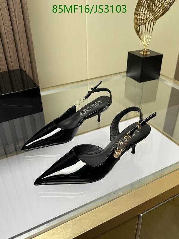 Versace Women's Slingback Pumps, Pointed Toe, High Heel, Black Leather