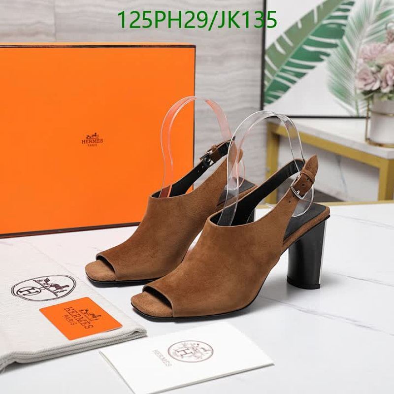Hermès Women's JK135 Heeled Sandals in Brown Suede Leather, EU 35-42
