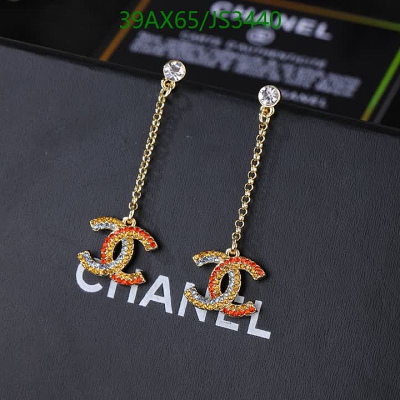 Chanel Drop Earrings with Crystal Accents, Gold-Tone Finish, JS3440