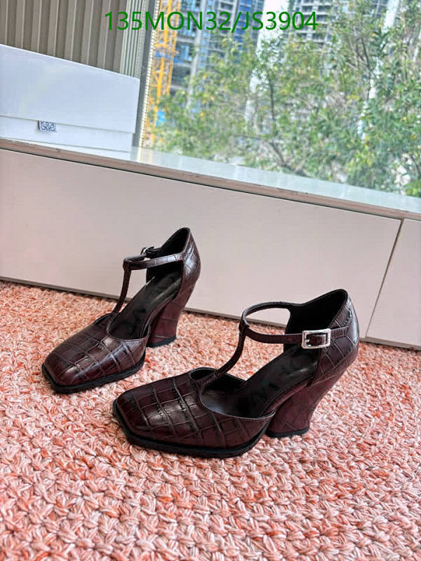 Loewe Women's Brown Croc-Embossed Leather T-Strap Heeled Shoes JS3904 7 Loewe Women's Brown Croc-Embossed Leather T-Strap Heeled Shoes JS3904