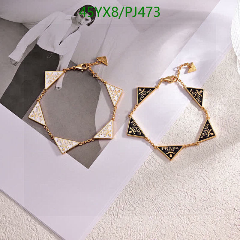 Prada PJ473 Triangle Logo Bracelet, Ferns & Alloy, Gold Finish