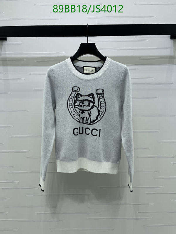 Gucci Wool Sweater with Cat Graphic, Crew Neck Pullover, Women's Knitwear