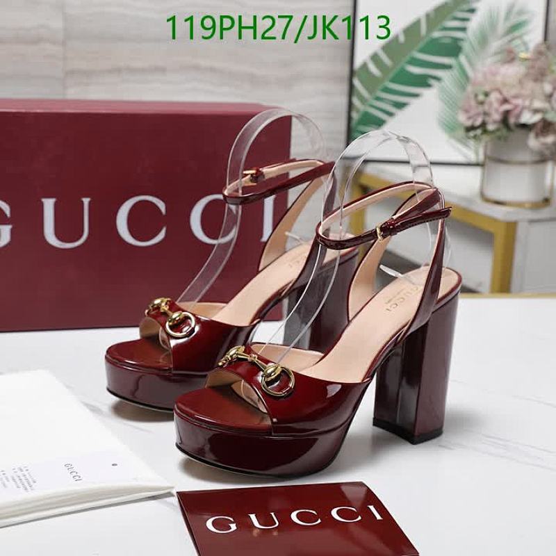 Gucci Women's Platform Heeled Sandals in Patent Leather, Ankle Strap Closure