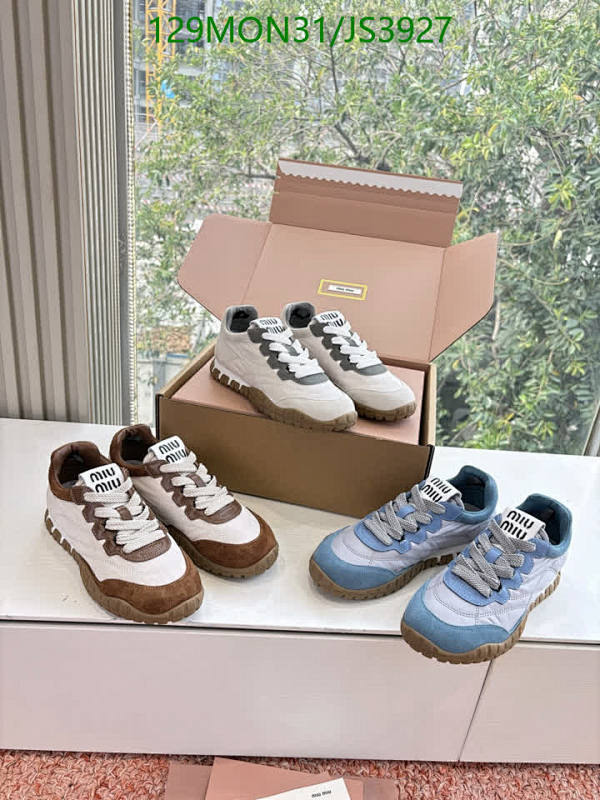 Miu Miu Women's Lace-Up Sneakers Sheepskin Leather Round Toe Casual Shoes