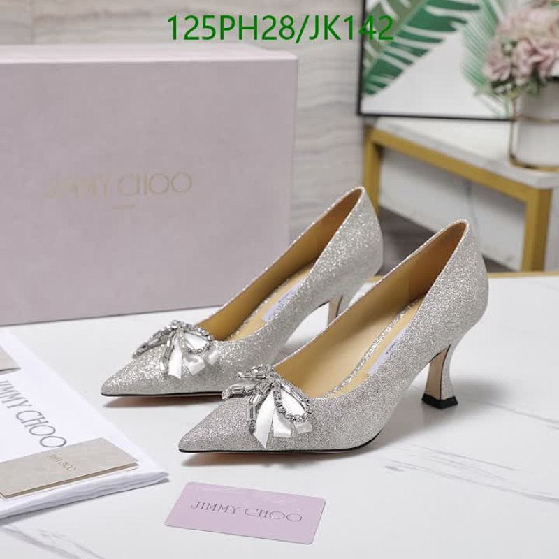Jimmy Choo Women's Silver Glitter Pointed-Toe Heels with Crystal Bow - JK142