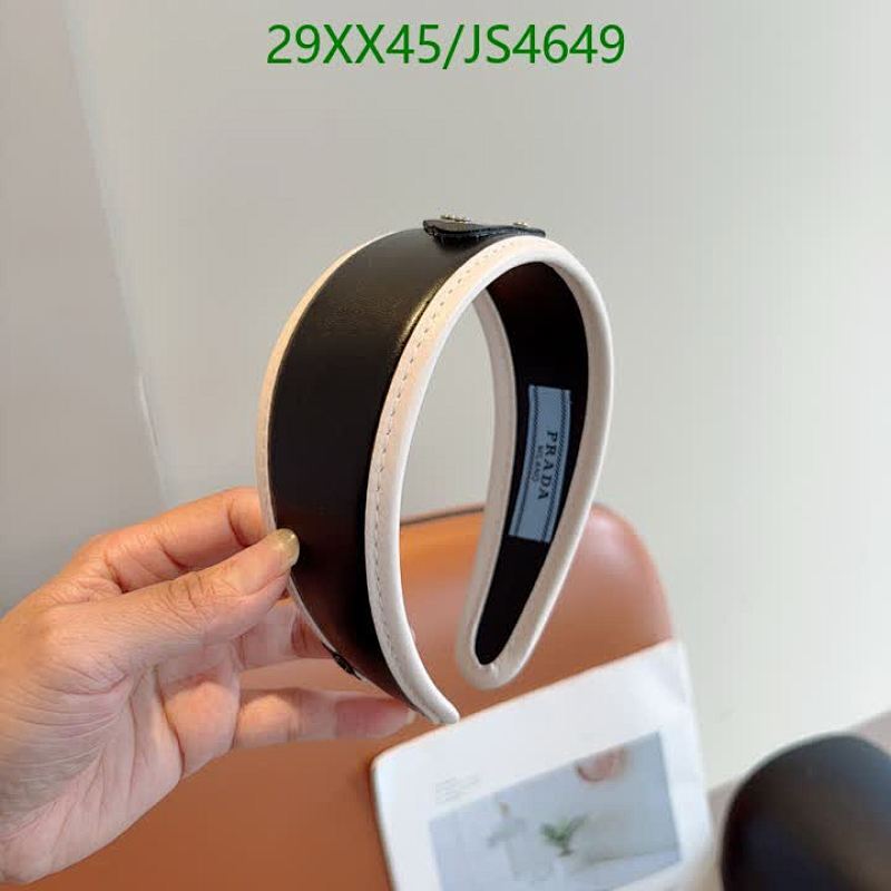 Prada Headband - Black Leather Stylish Hair Accessory - JS4649