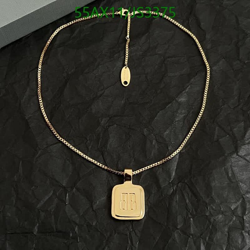 Balenciaga Gold-Tone BB Logo Pendant Necklace, Delicate Chain, Timeless Style