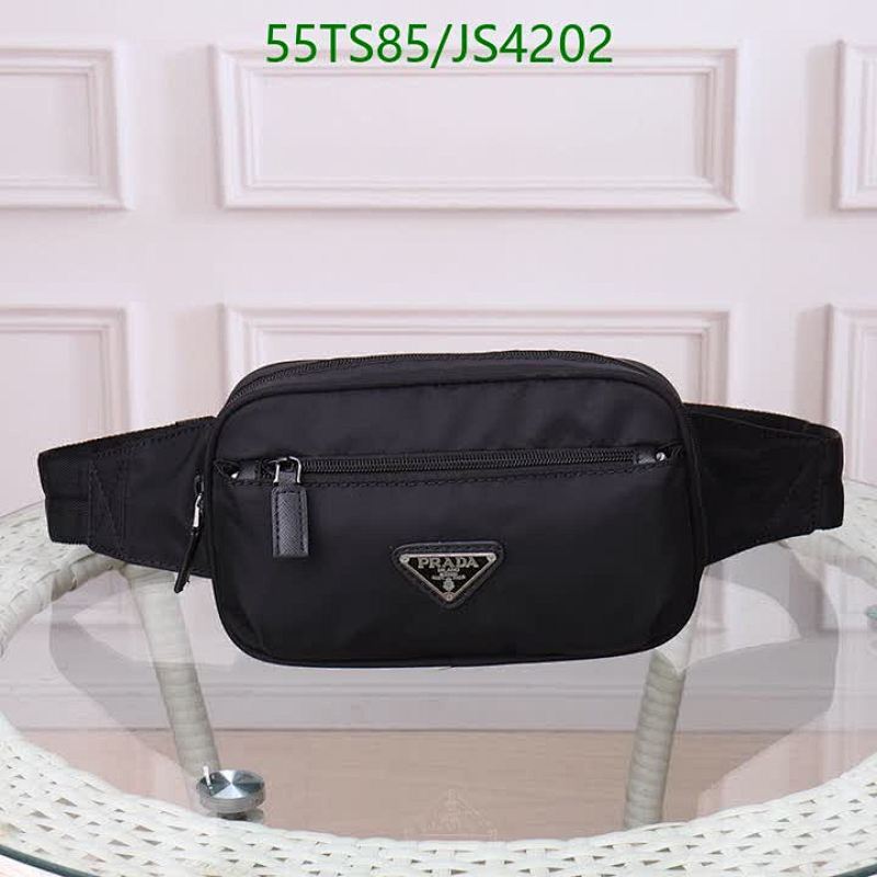 Prada Nylon Belt Bag with Leather Trim - Black, 21x12x4.5 cm