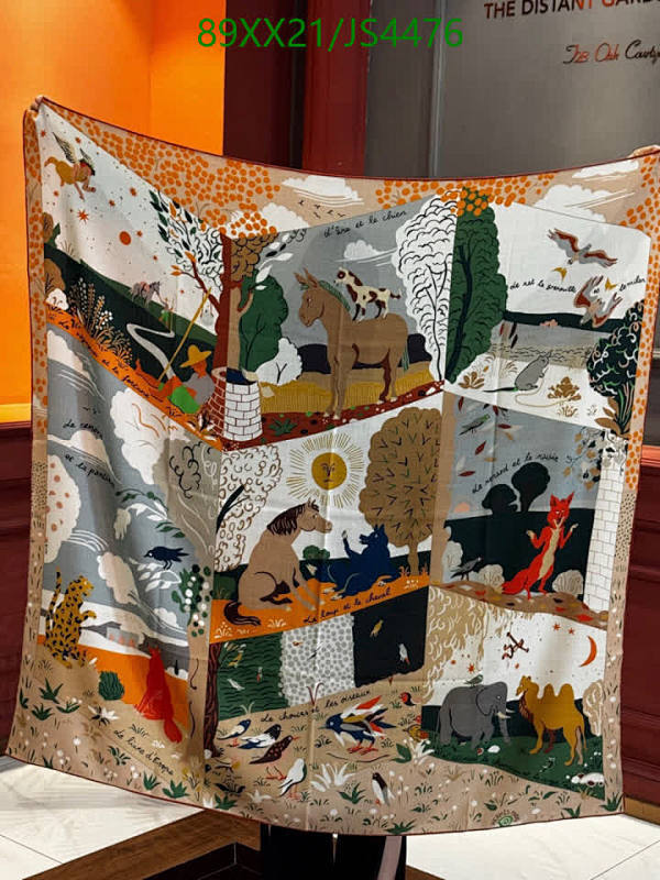 Hermès Cashmere Silk Blend Scarf - 140x140cm, Animal Print, Multicolor