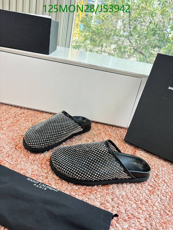 Saint Laurent Women's Crystal Embellished Leather Mules Slides Sandals