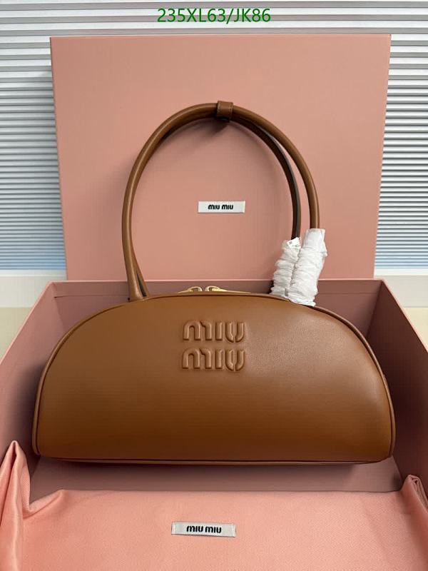Miu Miu Brown Calfskin Leather Handbag, 30x13.5x13 cm, Model 5BB193
