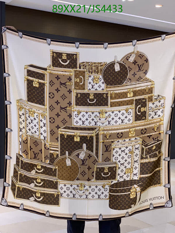 Louis Vuitton Monogram Trunks Print Silk Cashmere Blend Shawl Scarf 140 cm