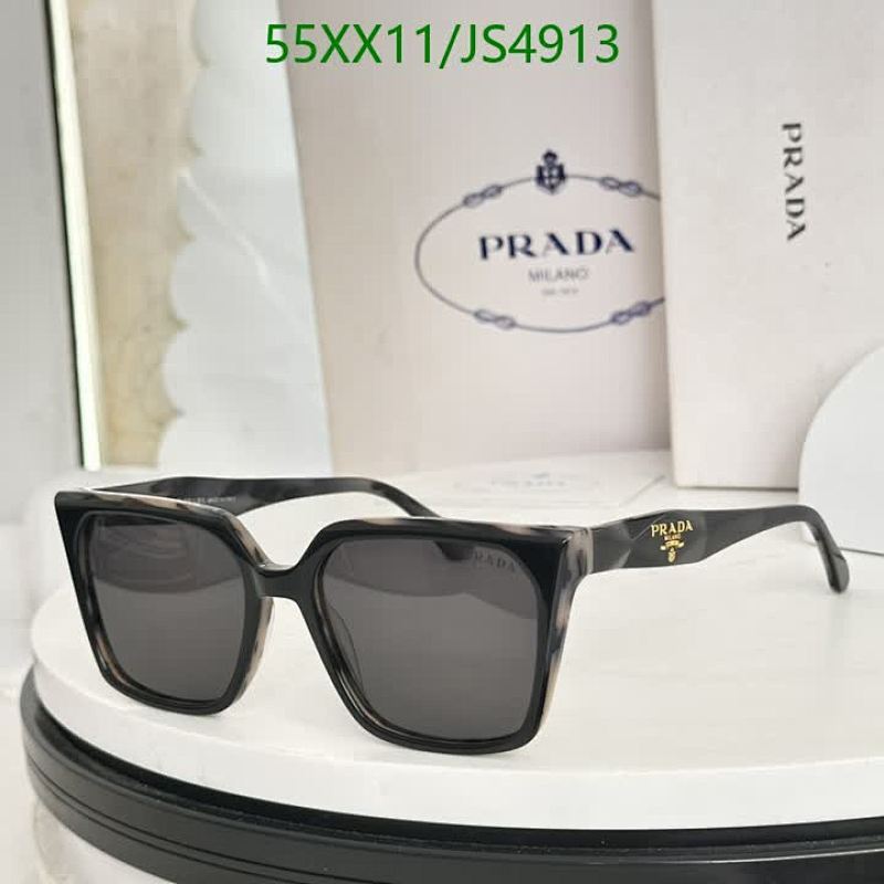 Prada Women's Square Sunglasses JS4913 Black Grey Lens 53-18-145