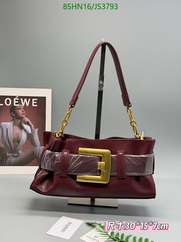 Balmain Genuine Leather Shoulder Bag with Signature Buckle - 30*15*7CM