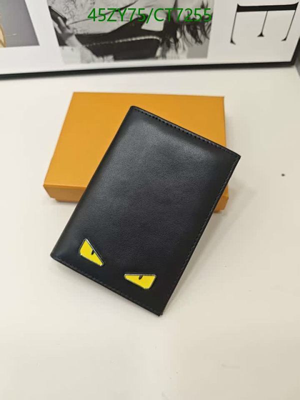 Fendi Genuine Leather Wallet - Black with Monster Eyes Detail