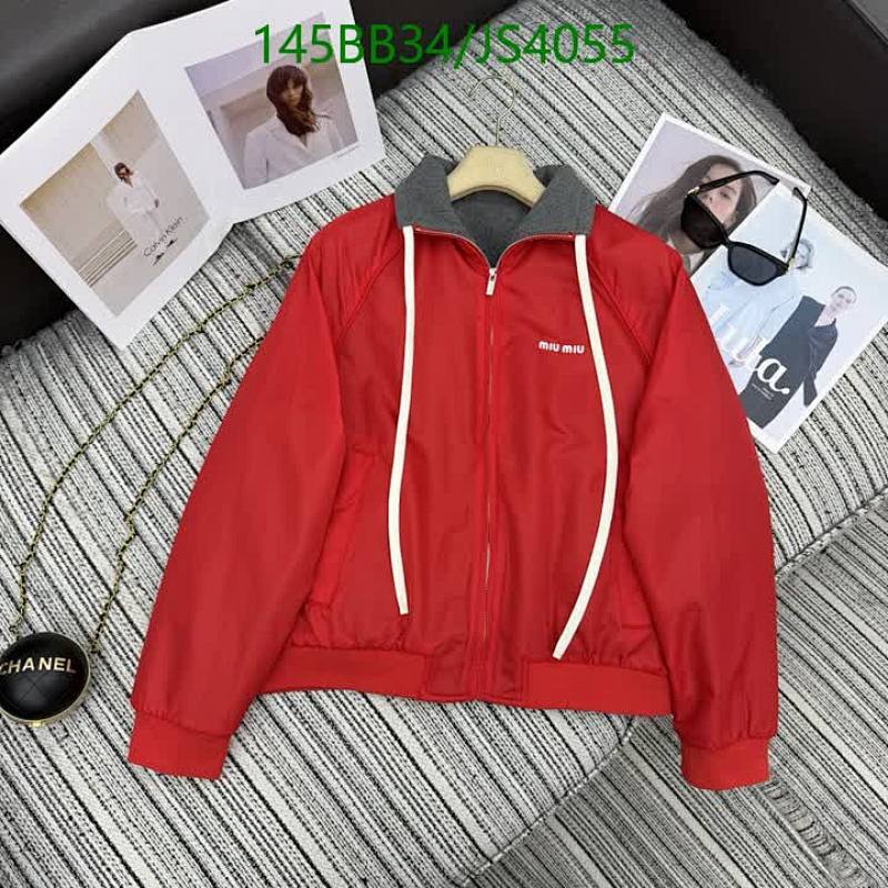 Miu Miu Red Cotton Blend Zip-Up Track Jacket, Sporty and Stylish Design