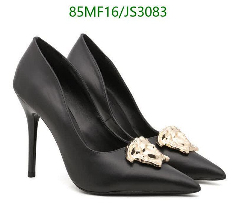 Versace Women's Black Leather Pointed Toe High Heel Pumps with Medusa Detail