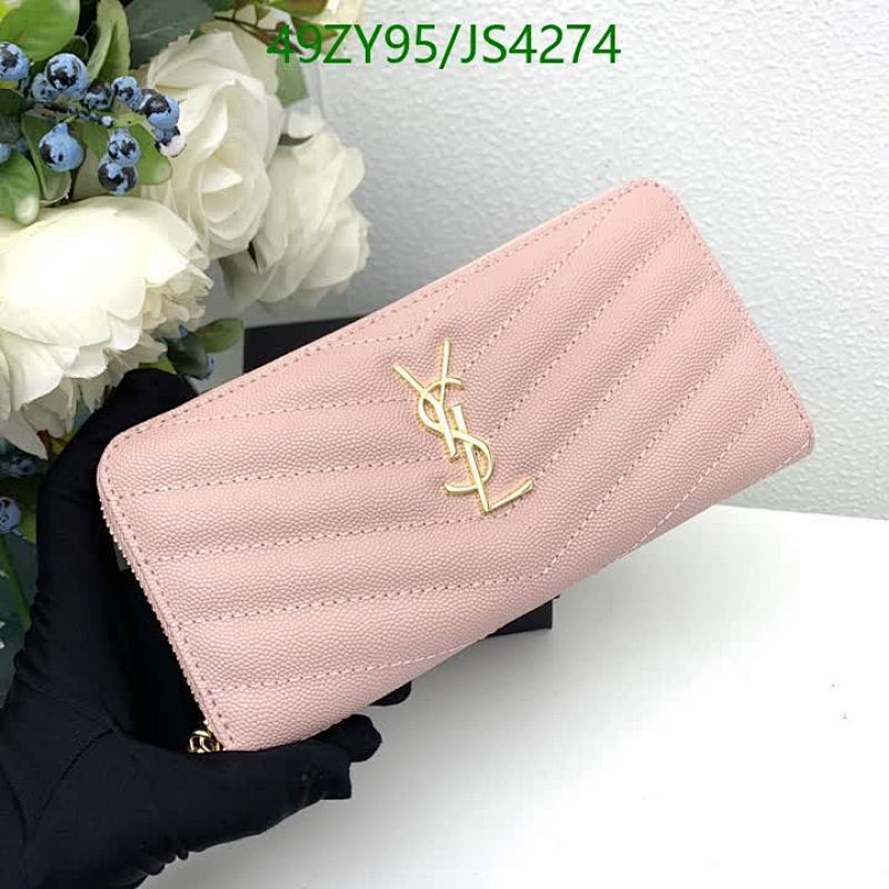 Yves Saint Laurent Pink Leather Wallet, 19x9x2cm - Model 358094