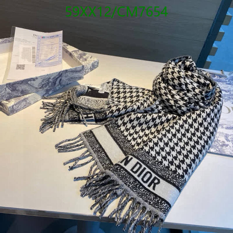 Houndstooth Pattern Wool Cashmere Scarf with Fringes, 50-200 CM