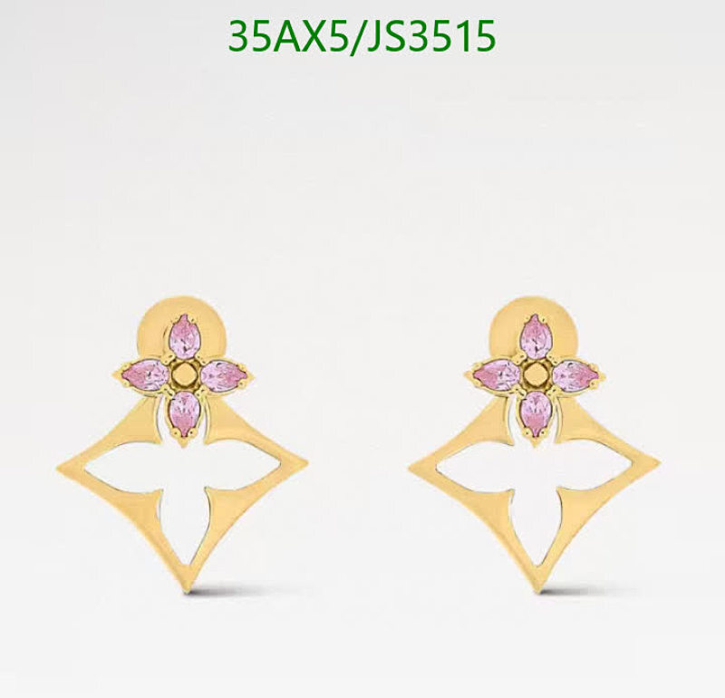 Louis Vuitton Gold-Tone Earrings with Pink Crystals JS3515