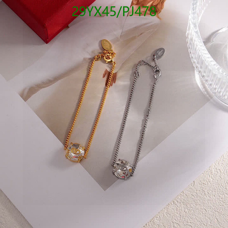 Valentino Crystal Embellished Chain Bracelet - Gold & Silver Tone