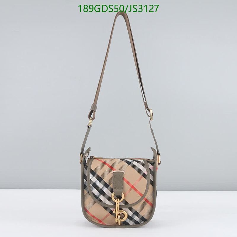 Burberry Saddle Bag in Check Canvas and Leather Trim, 19*17.5*9CM