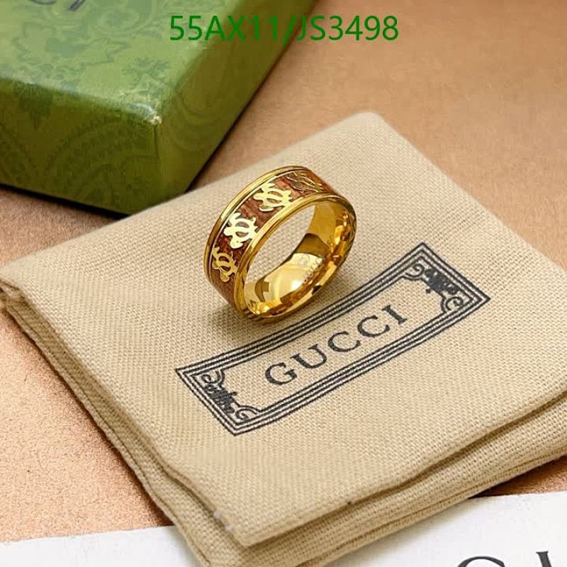 Gucci Gold-Tone Ring with Brown Interlocking G Motif, Available in Multiple Sizes