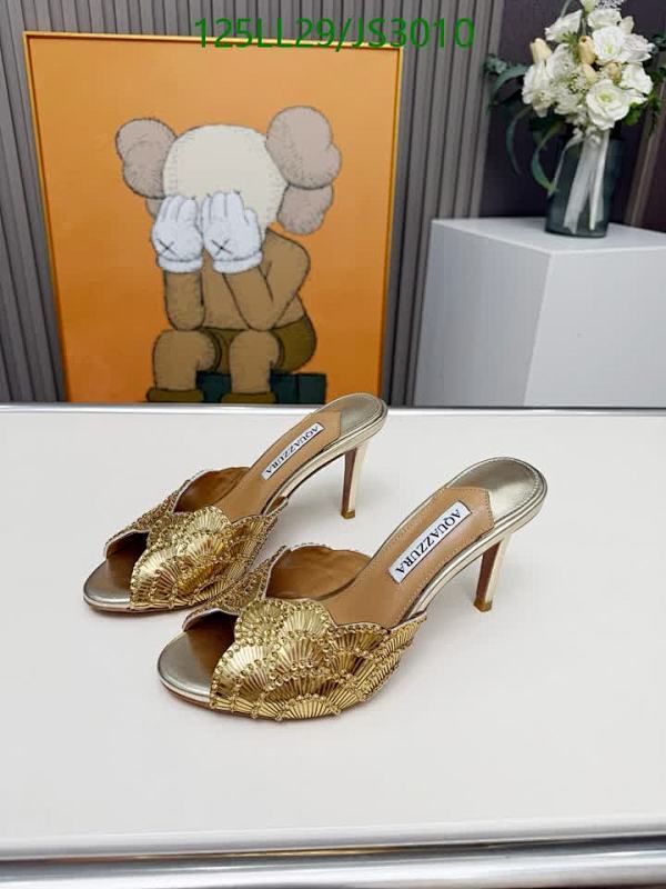 Aquazzura Women's Gold Leather Mules - Elegant Heeled Sandals, Size EU34-43