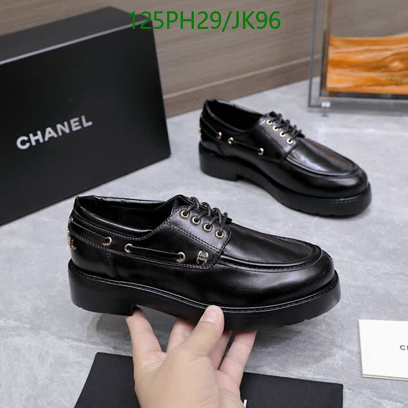 Chanel Women's Black Leather Lace-Up Platform Loafers Dress Shoes
