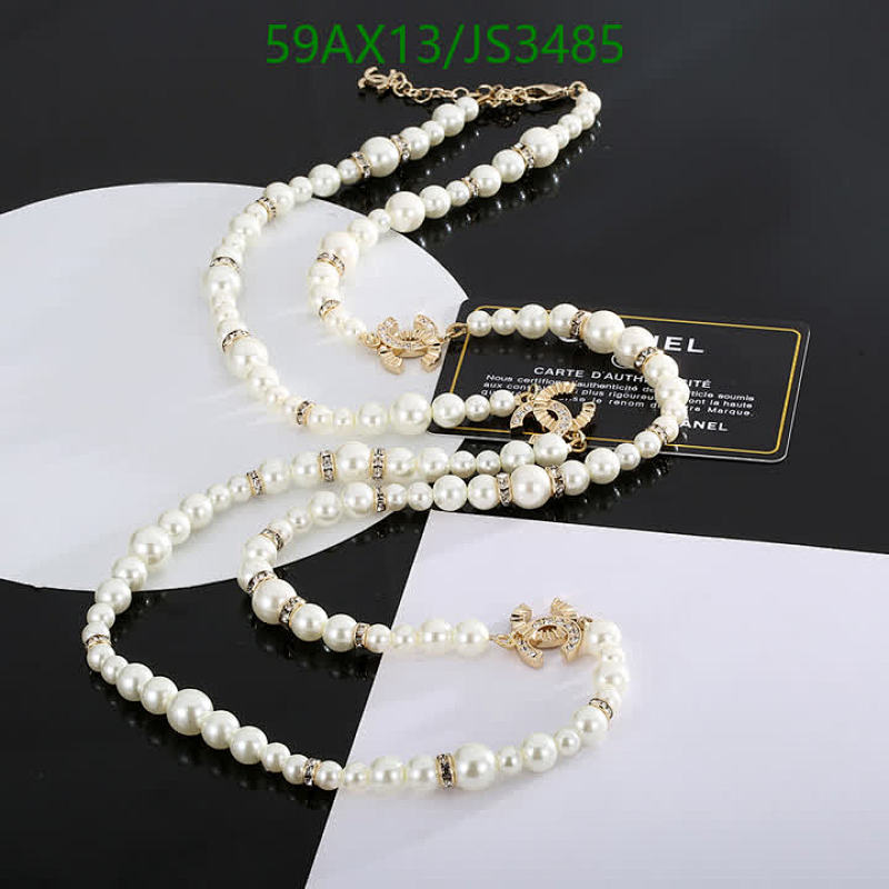 Chanel Pearl Necklace with Crystal CC Logo, Elegant and Timeless Design