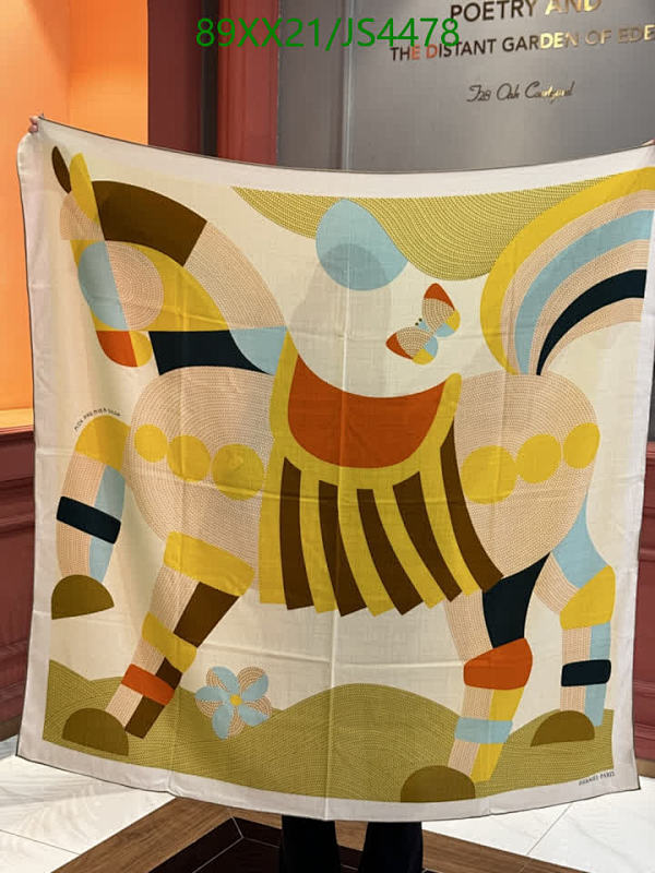 Hermès JS4478 Cashmere and Silk Scarf - 140x140 cm, Horse Pegasus Design 7 Hermès JS4478 Cashmere and Silk Scarf - 140x140 cm, Horse Pegasus Design