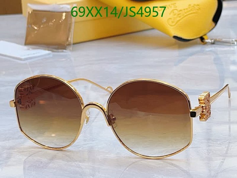 Loewe Women's Round Sunglasses JS4957 Gold Frame Brown Gradient Lens