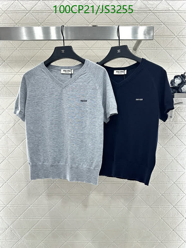 Miu Miu Wool Short Sleeve V-Neck T-Shirt | Casual & Stylish