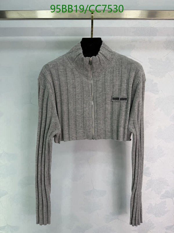 Miu Miu Women's Wool Cropped Knit Sweater, Long Sleeve, Gray - Size S-L