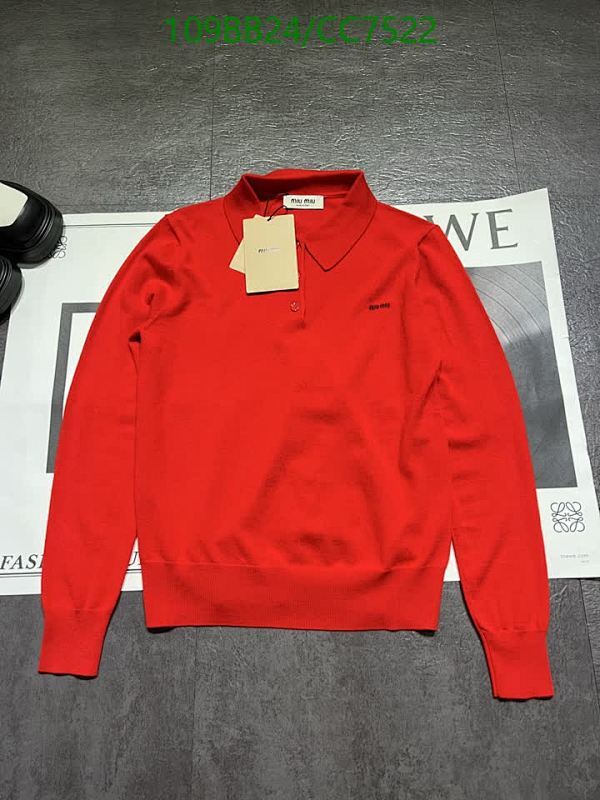 Miu Miu Women's Collared Cashmere Sweater, Red, Long Sleeve, Button-Down