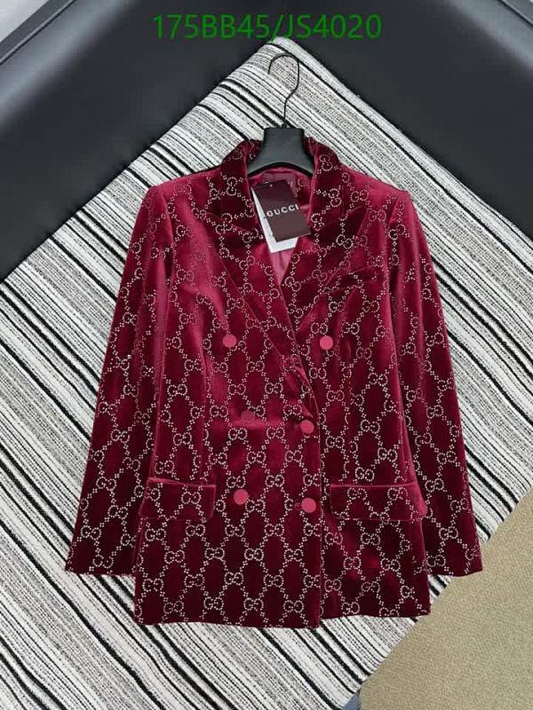 Gucci Velvet GG Monogram Blazer Double-Breasted Jacket, Burgundy, Size S-L