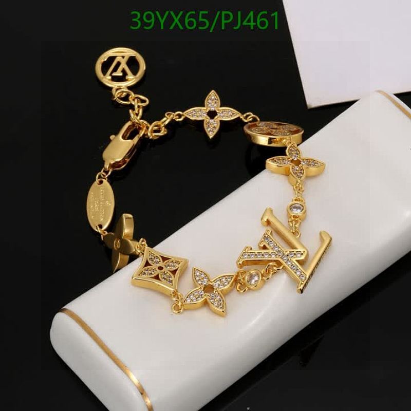 Louis Vuitton Gold-Tone Charm Bracelet with Crystal Accents, Elegant Jewelry