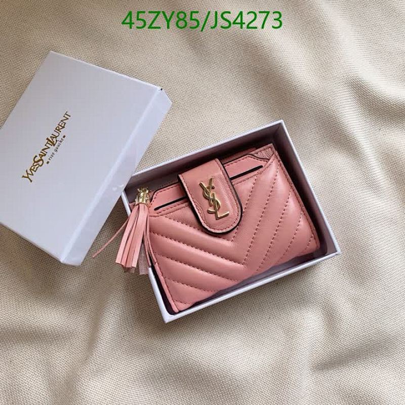 Yves Saint Laurent Genuine Leather Wallet Small Pink, 12 x 9 x 1.5 cm