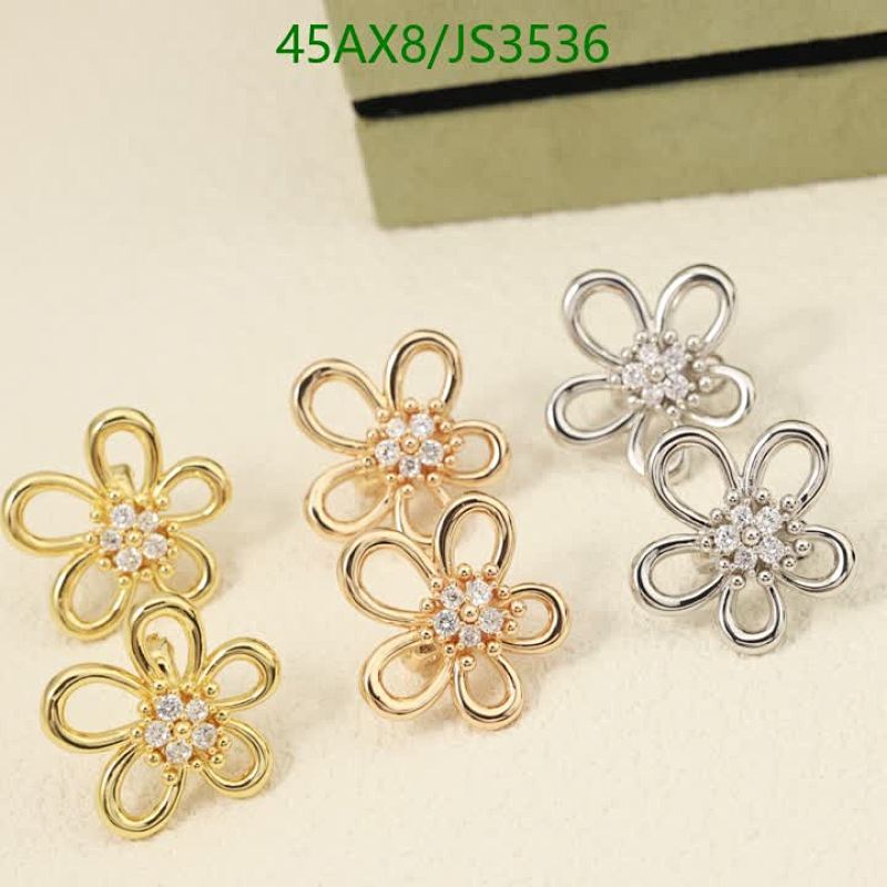 Van Cleef & Arpels Flower Earrings JS3536 - Gold & Silver Tone