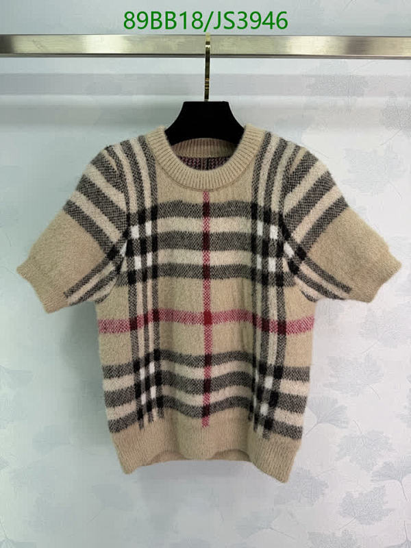 Burberry Plaid Wool Blend Short Sleeve Sweater | Crew Neck Pullover Top