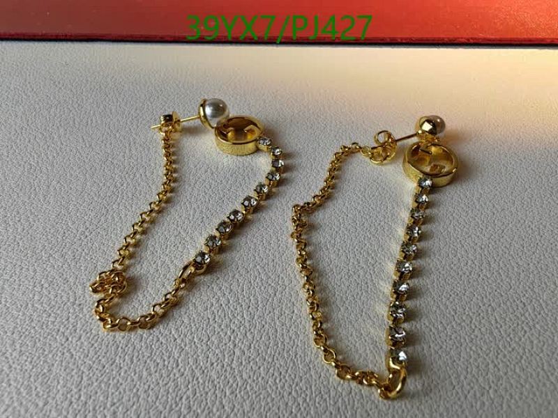 Gucci Drop Earrings with Pearl and Crystal Embellishments - Gold Finish