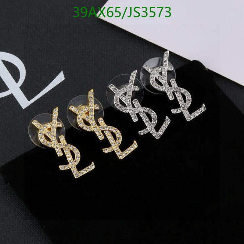 Yves Saint Laurent YSL Rhinestone Stud Earrings - Gold/Silver Tone
