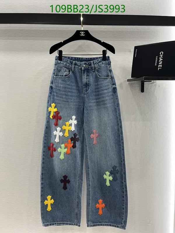 Chrome Hearts Denim Jeans With Colorful Cross Patches - Stylish and Trendy