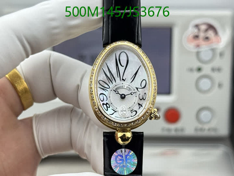 Breguet Reine de Naples Women's Watch Black Leather Strap JS3676