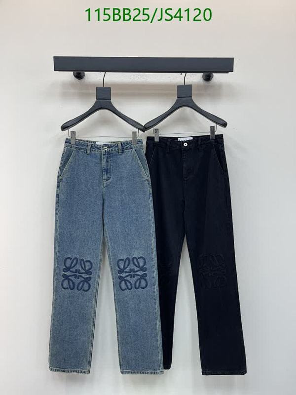 Loewe Denim Pants With Signature Logo, Straight-Leg, Blue/Black, S-M-L